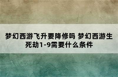 梦幻西游飞升要降修吗 梦幻西游生死劫1-9需要什么条件